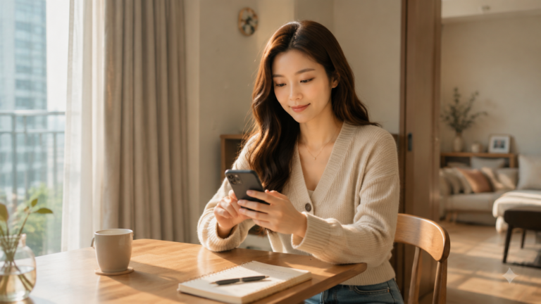 추석 KTX 예매 전 휴대전화로 코레일 로그인 정보를 확인하는 모습